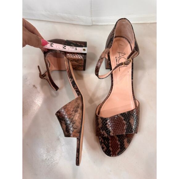 AGL Snake Embossed Block Heel Sandal - Brown Snake Print size 39.5/ US 9 - Picture 7 of 9